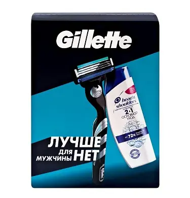 Подарочный набор gillette с 1 кассетой+ head and shoulders шампунь основной уход 200 мл