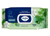 Aura влажные салфетки освежающие big с крышкой 120 шт