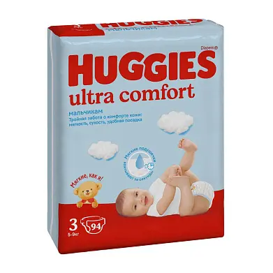 Huggies подгузники для мальчиков 5-9 кг 3 размер 94 шт