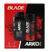 Arko men подарочный набор гель для душа black 260 мл + дезодорант 150 мл