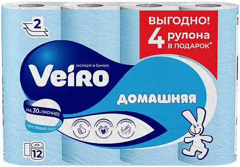 Veiro туалетная бумага домашняя 2 х слойная белая 12 шт