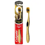 Colgate зубная щетка 360º золотая с древесным углем многофункциональная антибактериальная мягкая золотая