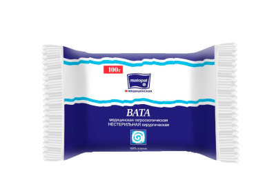 Вата хлопковая BELLA 100г, 100% хлопок в рулоне 