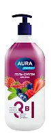 Aura гель смузи для душа 3 в1 малина черника земляника new флакон дозатор 1000 мл