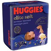 Huggies Elite Soft подгузники трусики ночные 12-17 кг 5 размер 17 шт