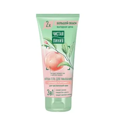 Чистая Линия крем гель для умывания 3 в 1 с церамидами и витамином е для чувствительной кожи 200 мл 