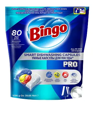Bingo pro капсулы для посудомоечной машины 80 шт