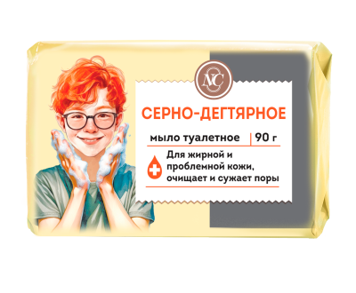Невская косметика туалетное мыло серно дегтярное 90 г 