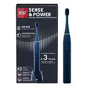 SPLAT Sense& Электрическая звуковая зубная щетка с силиконовым покрытием и сменными насадками, модель, с зарядной станцией. Синяя