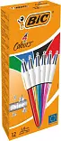 Bic ручка 4 колор шайн шариковая синий черный красный зелёный кор 12 шт