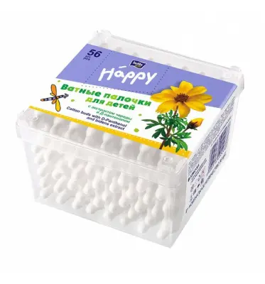 BELLA Ватные палочки 'Bella Baby Happy' с экст. ромашки и Д-пантенолом 56шт 