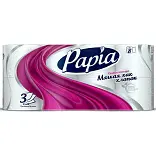 Туалетная бумага PAPIA белая трёхслойная, 8 шт